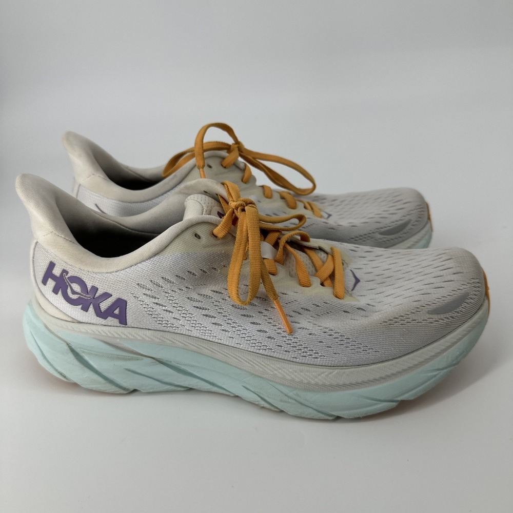 Hoka One One Womens Clifton 8 1121375 BDBW White Running Shoe Sneaker Size 9D